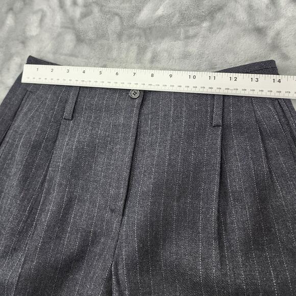 Vintage Harve Benard Pants Womens 8P PETITE Gray Striped Wool High Rise Pleated - Picture 7 of 11